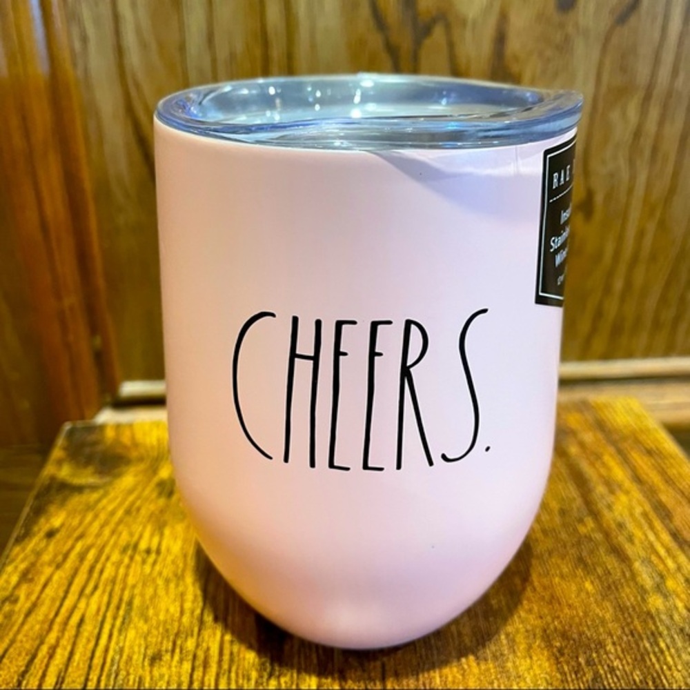 Rae Dunn CHEERS Pink Insulated Stainless Steel Wine Glass BRAND NEW!!